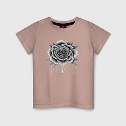 Детская футболка Черно белая роза цветы