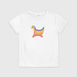 Футболка хлопковая детская Милый желтый динозавр, цвет: белый