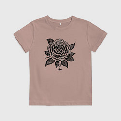 Детская футболка Чёрно белая роза цветы