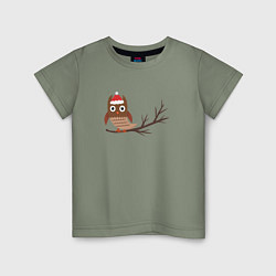 Детская футболка Новогодняя сова на ветке