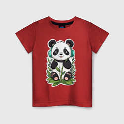 Детская футболка Медвежонок панды в наушниках
