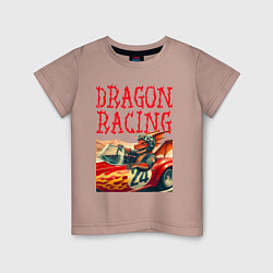 Футболка хлопковая детская Dragon cool racer - ai art, цвет: пыльно-розовый