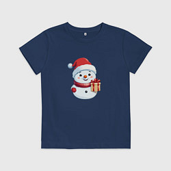 Детская футболка Снеговик с подарком
