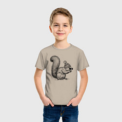 Футболка хлопковая детская Белка на моде, цвет: миндальный — фото 2