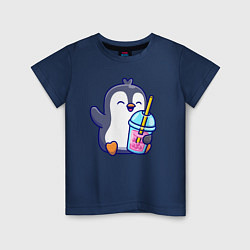 Детская футболка Пингвин с напитком