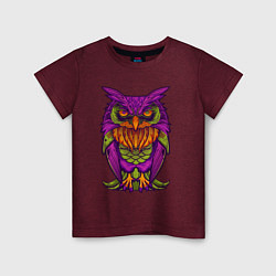 Футболка хлопковая детская Purple owl, цвет: меланж-бордовый