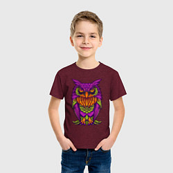 Футболка хлопковая детская Purple owl, цвет: меланж-бордовый — фото 2