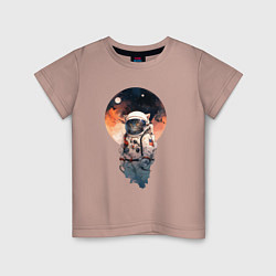Детская футболка Кот в скафандре на фоне планеты