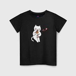 Детская футболка Кошка с пиццей