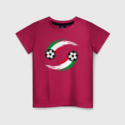 Футболка хлопковая детская Итальянские мячи, цвет: маджента