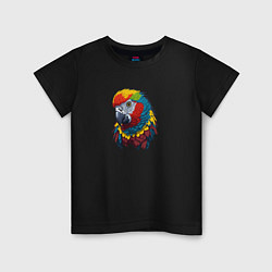 Детская футболка Красочный попугай в ярких перьях
