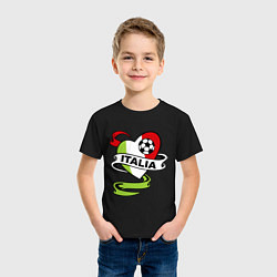 Футболка хлопковая детская Italia Football, цвет: черный — фото 2