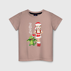Детская футболка Новогодний дракон 2024 и снегурочка