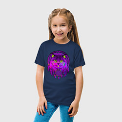 Футболка хлопковая детская Фиолетовый кот-индеец с ловцом снов, цвет: тёмно-синий — фото 2