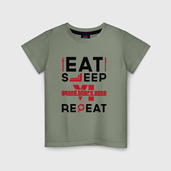 Детская футболка Надпись: eat sleep GTA6 repeat