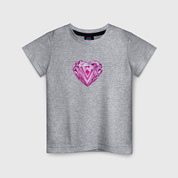 Футболка хлопковая детская Розовое алмазное сердце, цвет: меланж