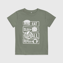 Футболка хлопковая детская Волейбольный день, цвет: авокадо