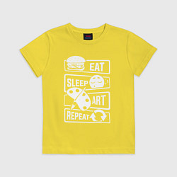 Детская футболка Еда сон искусство