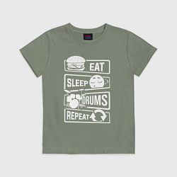Детская футболка Еда сон барабаны