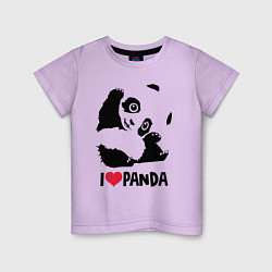 Футболка хлопковая детская I love panda, цвет: лаванда