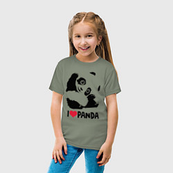 Футболка хлопковая детская I love panda, цвет: авокадо — фото 2