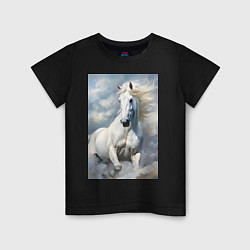 Детская футболка Белая лошадь на фоне неба
