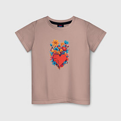 Детская футболка Сердце среди цветов