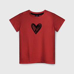 Детская футболка Рисованное чёрное сердце парное