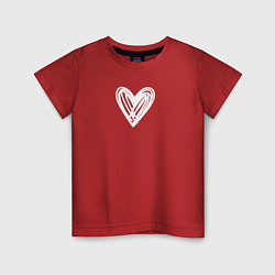 Детская футболка Рисованное белое сердце парное