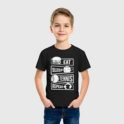 Футболка хлопковая детская Еда сон теннис, цвет: черный — фото 2