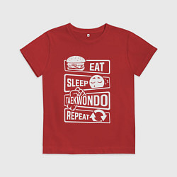 Футболка хлопковая детская Еда сон тхэквондо, цвет: красный
