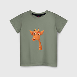 Футболка хлопковая детская Мультяшный жираф, цвет: авокадо