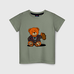 Футболка хлопковая детская Медведь Кащей с шапкой-ушанкой, цвет: авокадо