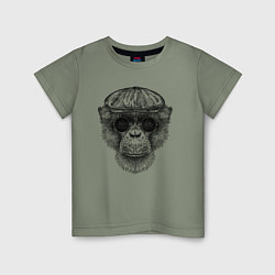 Детская футболка Шимпанзе в кепке и очках