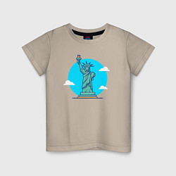Детская футболка Статуя Свободы в облаках