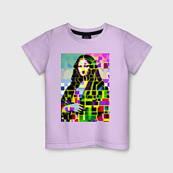 Футболка хлопковая детская Mona Lisa - mosaic pop art, цвет: лаванда