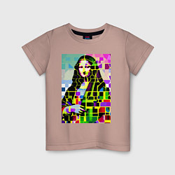 Футболка хлопковая детская Mona Lisa - mosaic pop art, цвет: пыльно-розовый