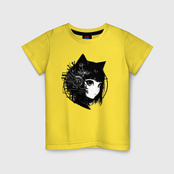 Детская футболка Девочка кошка - киберпанк