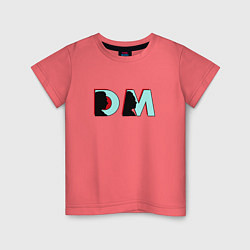 Футболка хлопковая детская Depeche Mode - DM logo, цвет: коралловый