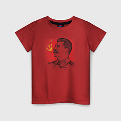 Футболка хлопковая детская Профиль Сталина СССР, цвет: красный