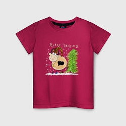 Детская футболка Веселая корова Marry Christmas