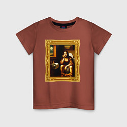 Детская футболка Нейросеть - Мона Лиза в туалете картина прикол