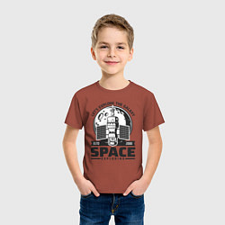 Футболка хлопковая детская Исследование космоса, цвет: кирпичный — фото 2