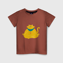 Детская футболка Пухлый рыжий кот в позе лотоса познает дзен