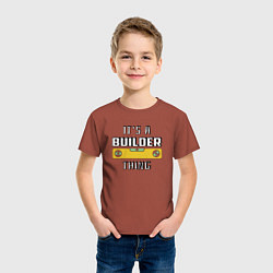 Футболка хлопковая детская Its a builder thing, цвет: кирпичный — фото 2