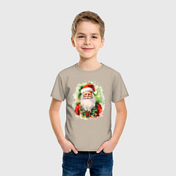 Футболка хлопковая детская Бородатый Санта, цвет: миндальный — фото 2