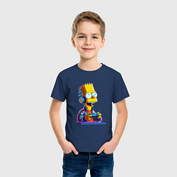 Футболка хлопковая детская Bart is an avid gamer, цвет: тёмно-синий — фото 2