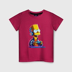 Футболка хлопковая детская Bart is an avid gamer, цвет: маджента