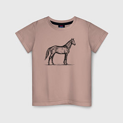 Футболка хлопковая детская Лошадь в профиль, цвет: пыльно-розовый