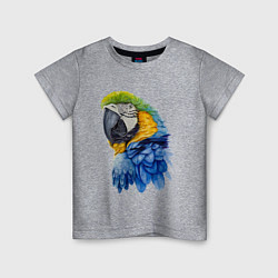 Детская футболка Сине-золотой попугай ара